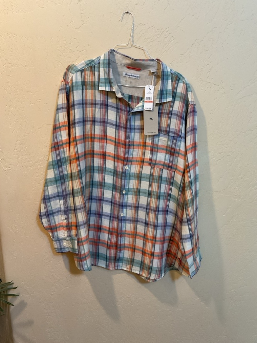 Tommy Bahama Plaid Button-Up Shirt in White, Blue, Green & Orange XXXL